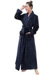Soft Fleece Navy Blue Women's Bathrobe - L/XL