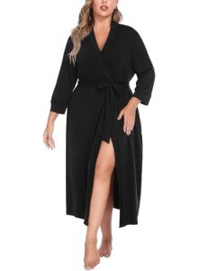 Plus Size Women's Lightweight Knit Kimono Robe