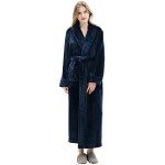 Soft Fleece Navy Blue Women's Bathrobe - L/XL