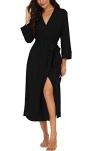 Lightweight Black Kimono Robe for Women