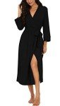 Lightweight Black Kimono Robe for Women