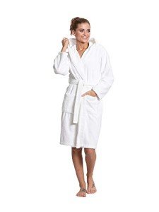 Turquoise Women's Turkish Cotton Hooded Bathrobe, Small