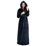 Cozy Long Hooded Fleece Robe for Women