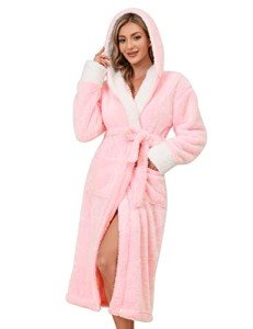 Cozy Hooded Fleece Bathrobe for Women