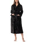 Cozy Fleece Kimono Robe for Women - Black