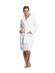 Turquoise Women's Turkish Cotton Hooded Bathrobe, Small