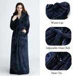 Cozy Long Hooded Fleece Robe for Women