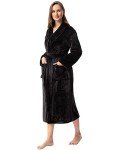 Cozy Fleece Kimono Robe for Women - Black