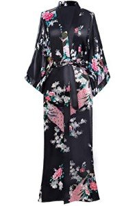 Peacock Print Women's Long Kimono Robe