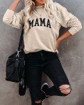 LACOZY Women Graphic Sweatshirts Cute Letter Printed Shirts Crew Neck Fall Pullover Sweater Long Sleeve Top Apricot L