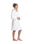 Turquoise Women's Turkish Cotton Hooded Bathrobe, Small