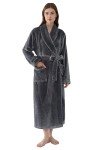 Cozy Gray Fleece Long Robe for Women