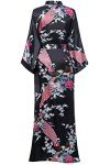 Peacock Print Women's Long Kimono Robe
