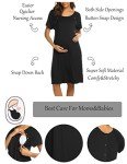 Ekouaer Women's Nursing Short Sleep Dress - Black