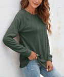 YSYOKOW Women Long Sleeve Shirts Casual Tops Dressy Blouses Fashion Pleated Tunic(Green, Large)