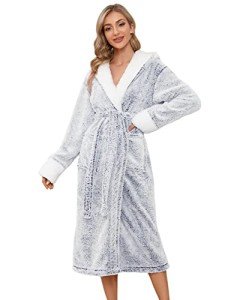 HEEKPEK Hooded Fleece Women's Bathrobe Kimono