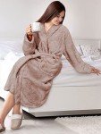 Cozy Fleece Sherpa Bathrobe for Women - Taupe