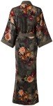 Floral Pocket Kimono Robe for Women - Gray/Black