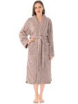 Cozy Fleece Sherpa Bathrobe for Women - Taupe
