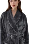Cozy Gray Fleece Long Robe for Women