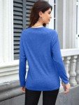 Bellcoco Womens Long Sleeve Shirts Casual Pleated Tunic Tops Fashion Dressy Blouses Fall Clothes Trendy 2024 (Blue, M)