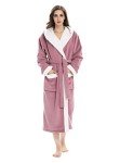 Plush Hooded Bathrobe for Women in Lilac