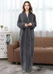 Hellomamma Women's Plush Long Fleece Bathrobe - Grey