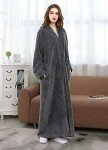 Hellomamma Women's Plush Long Fleece Bathrobe - Grey