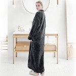 Hellomamma Women's Plush Long Fleece Bathrobe - Grey