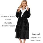 Cozy Hooded Fleece Robe for Women - Black