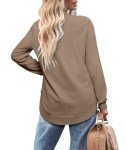 Jescakoo Sweatshirts for Women Long Sleeve Shirts Crewneck Pullover Loose Fit Tops Womens Clothing Trendy 2024 Fall Winter Coffee L