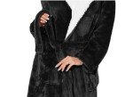 Cozy Hooded Fleece Robe for Women - Black