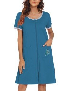 Ekouaer Women’s Short Sleeve Zip-Up Robe