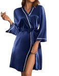 Ekouaer Women's Short Satin Bridal Kimono Robe