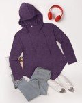 RIROW Womens Hoodie Pullover Long Sleeve Tunic Tops Knit Ladies Sweatshirts Pocket 2024 New Purple L