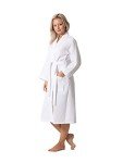 Lightweight White Turkish Linen Waffle Knit Kimono Robe