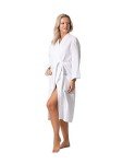 Lightweight White Turkish Linen Waffle Knit Kimono Robe