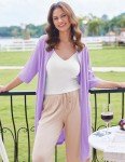 Ekouaer Lightweight Lavender Zip-Up Waffle Robe