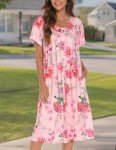 Pink Short Sleeve House Dress with Pockets