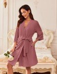 Ekouaer Lightweight Waffle Knit Kimono Robe for Women