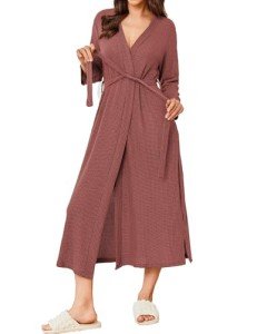 Ekouaer Lightweight Knit Bathrobe for Women