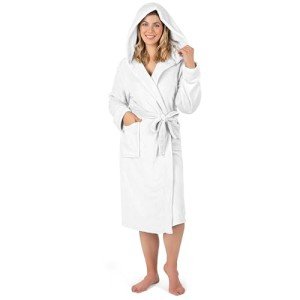 Cozy Women's Hooded Fleece Robe in White
