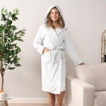 Cozy Women's Hooded Fleece Robe in White