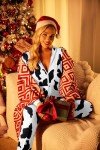 Ekouaer Women's Cow Print Hooded Jumpsuit Pajamas