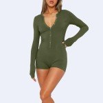 Women's Comfy Ribbed Knit Long Sleeve Bodysuit