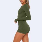 Women's Comfy Ribbed Knit Long Sleeve Bodysuit