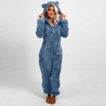 Cozy Women's Hooded Fleece Sherpa Jumpsuit