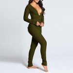 Sexy Deep V Neck Women's Pajamas with Butt Flap