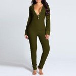 Sexy Deep V Neck Women's Pajamas with Butt Flap