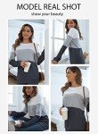 KISSMODA Daily Wear Women Long Sleeve Tops for Women Striped Color Block Sweatshirts Black Green S